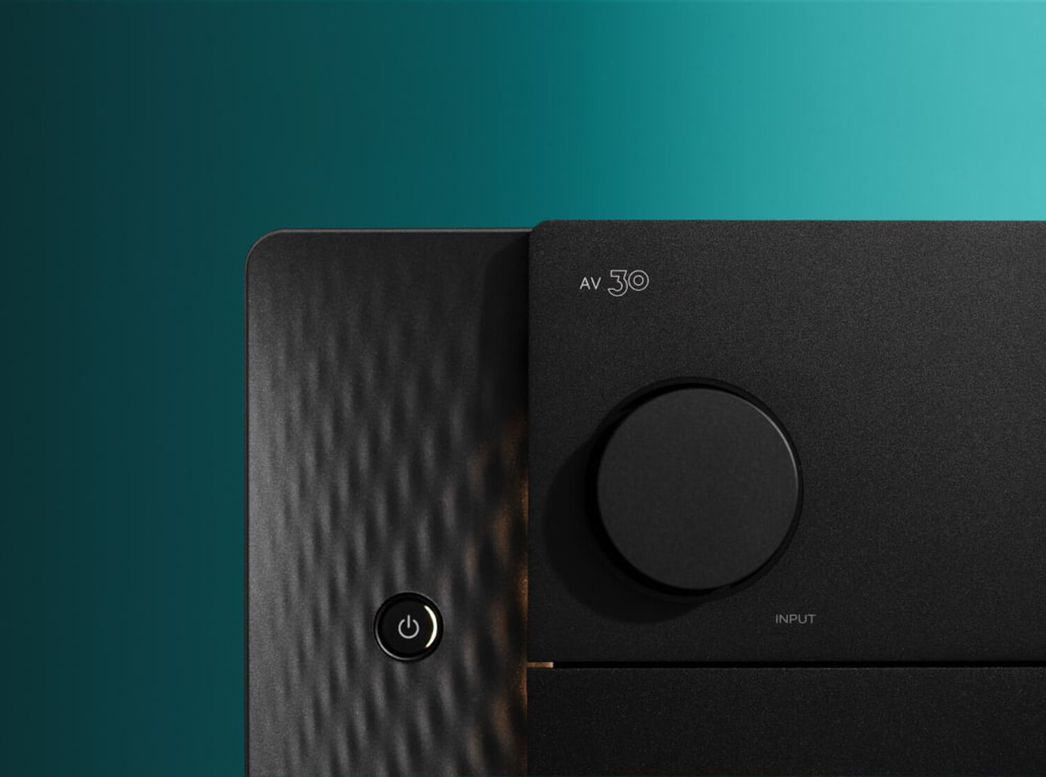 Black AV 30 detailed with teal background