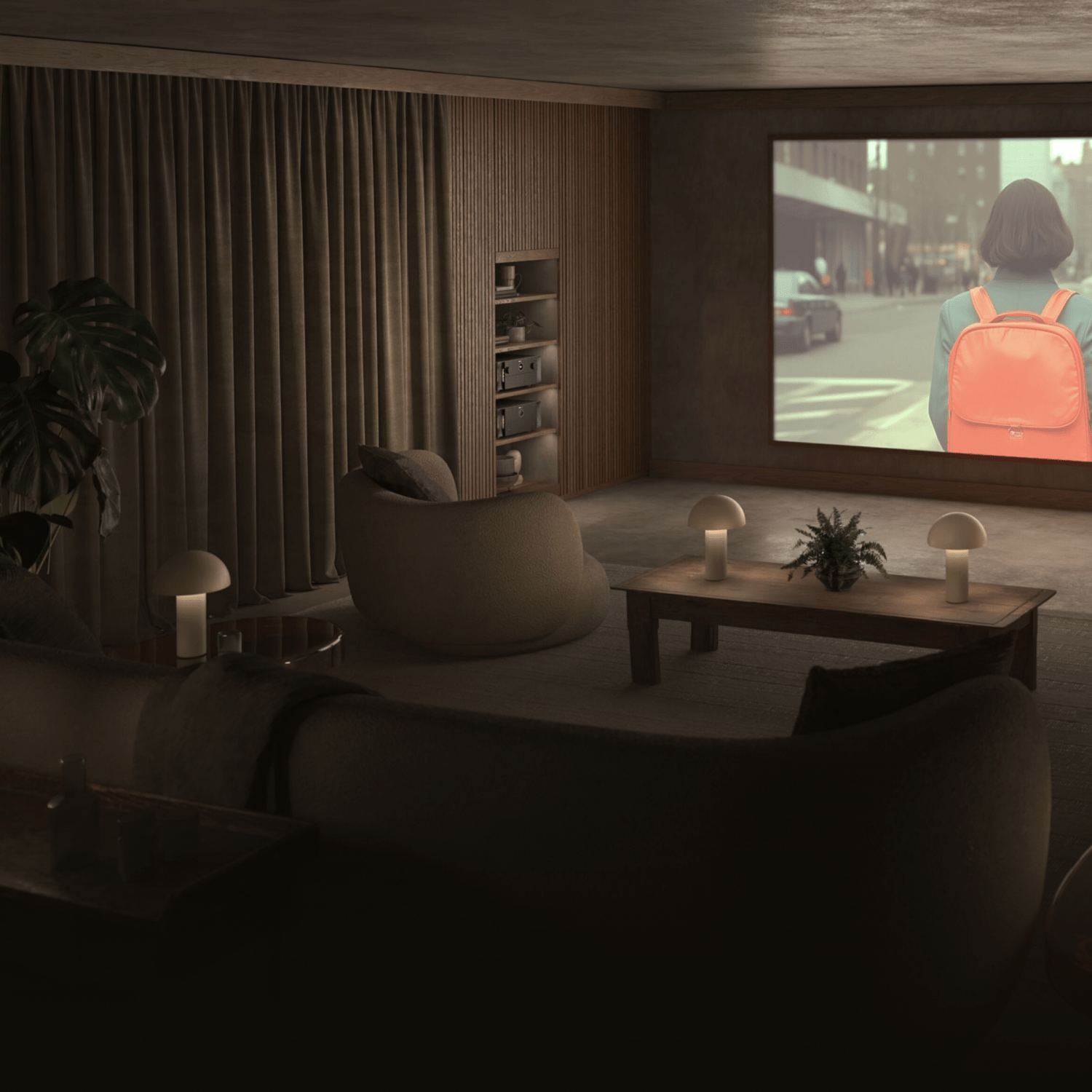Home theater setup featuring the AMP 20 powering an immersive viewing experience