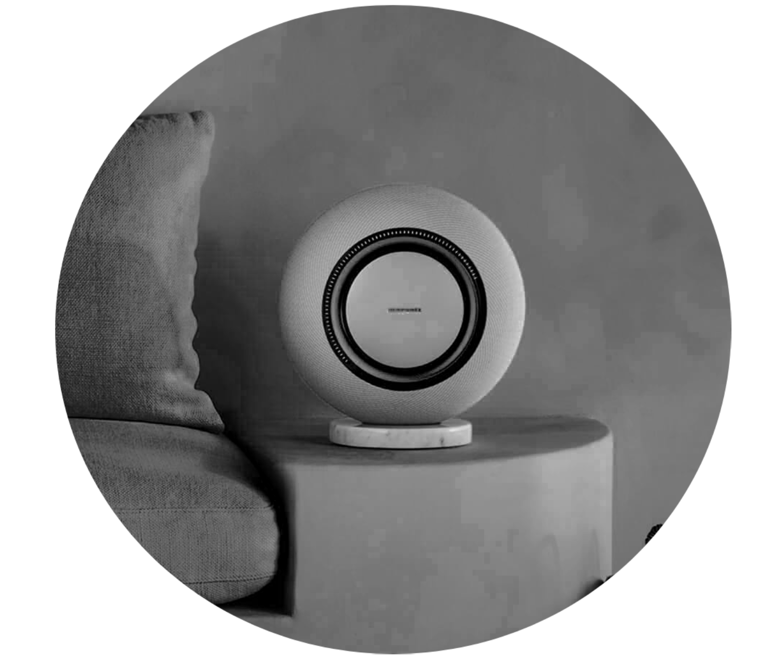 Speaker on nightstand in black & white