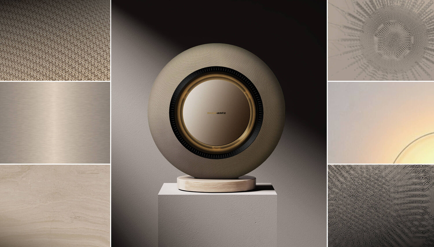 Marantz Horizon Champagne mood board collage