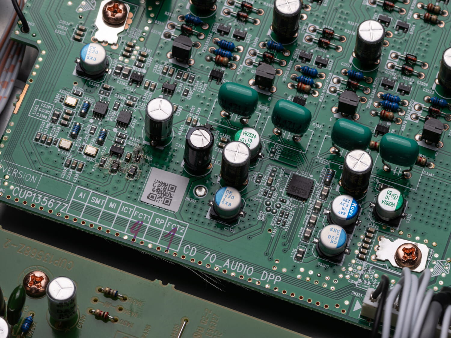 Close up of clock circuit board